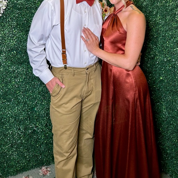 Cinnamon David’s Bridal Luxe Charmeuse Halter Dress - Picture 3 of 4